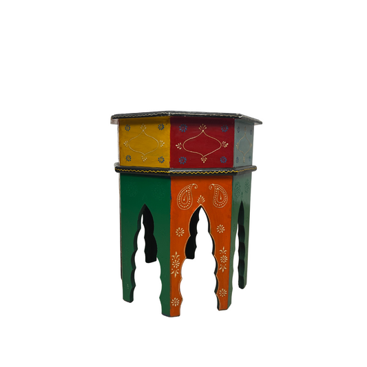 Hand Painted Wooden End Table - Medium