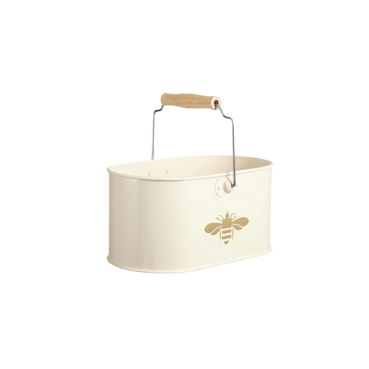 Off White Basket with Bee Motif & Handle