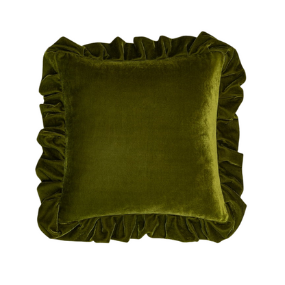 Velvet Cushion Cover with Ruffles