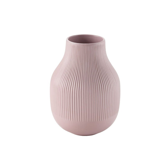 Pink Glazed Ribbed Vase