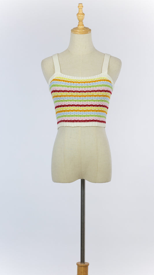 Rainbow Knit Cropped Tank Top