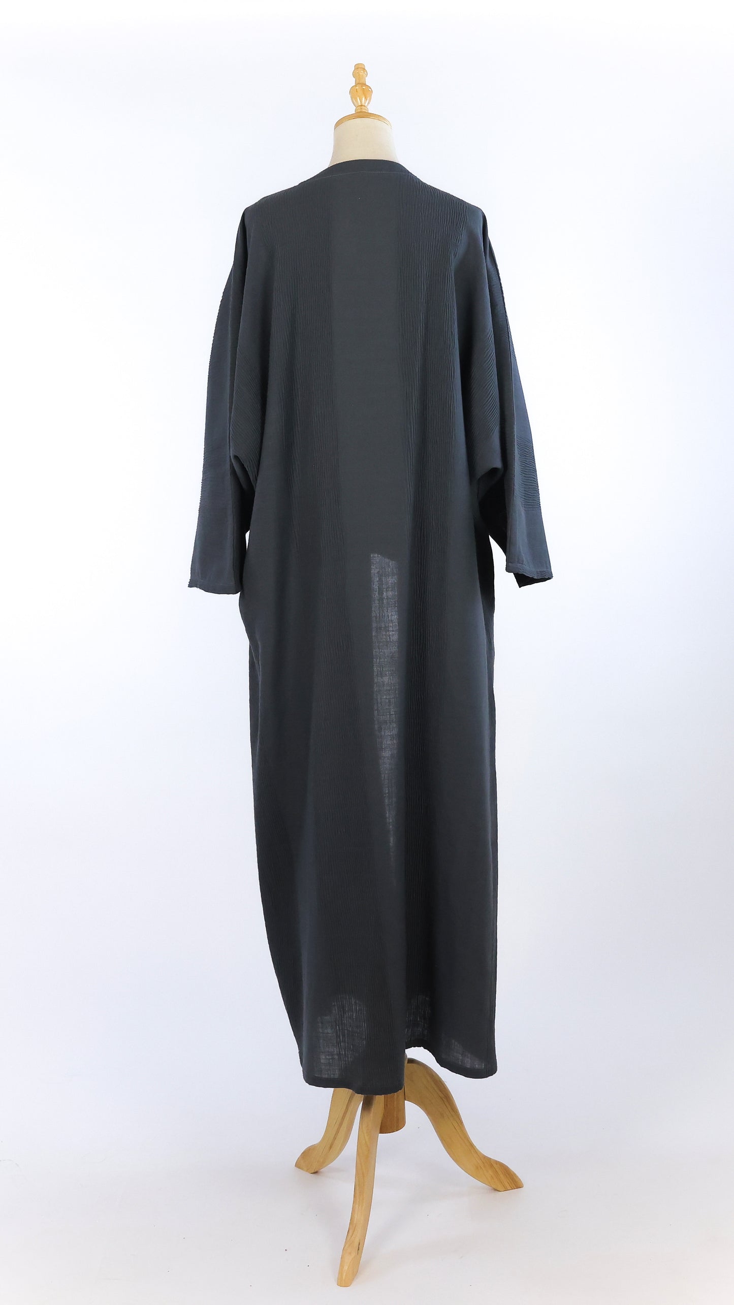 Grey Textured Abaya With Beading