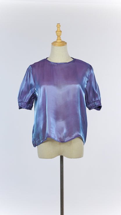 Shimmer Sheer Lilac T-shirt with Sleeve Detail