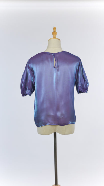 Shimmer Sheer Lilac T-shirt with Sleeve Detail