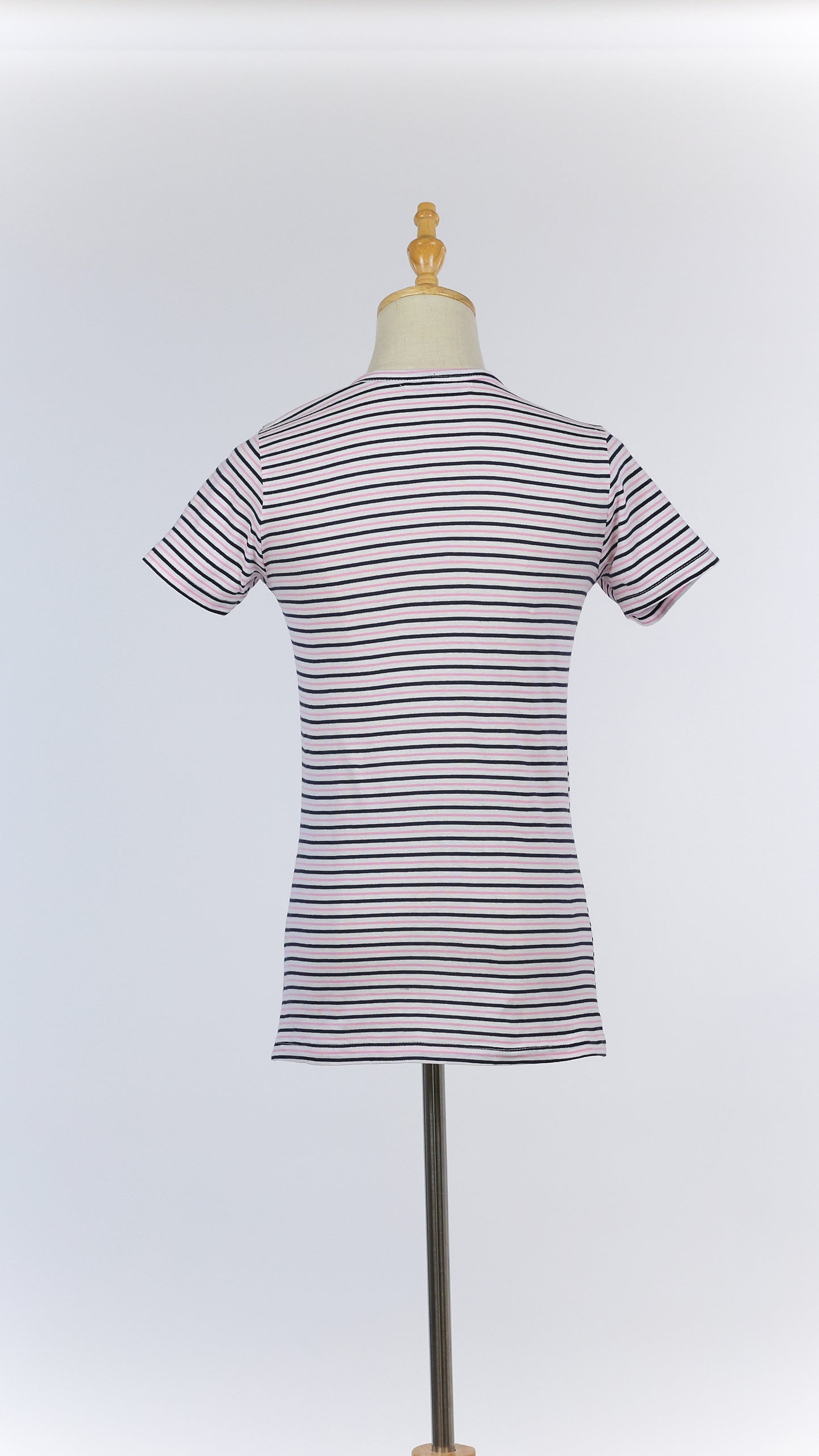 Pink and Navy Blue Striped T-shirt