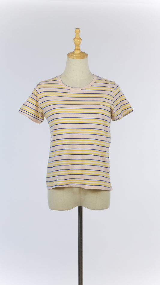 Pink, Yellow & Blue Striped  T-shirt