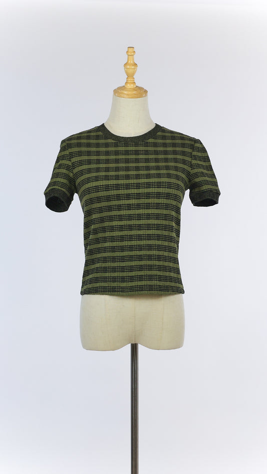 Green Striped Knit T-shirt