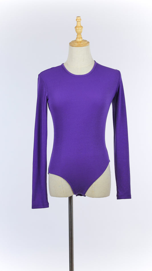 Purple Long Sleeve Cotton Bodysuit
