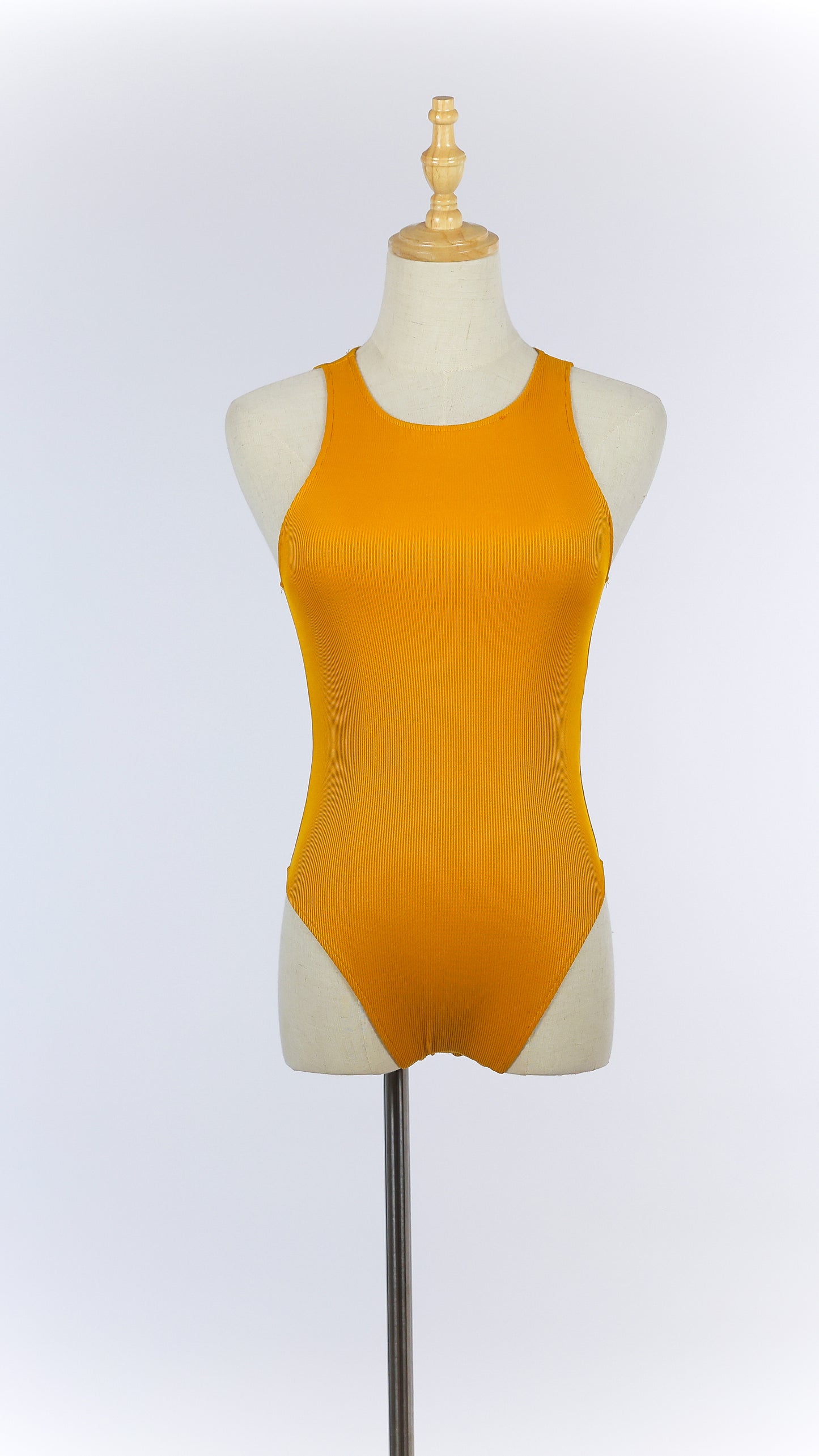 Mustard Sleeveless Ribbed Bodysuit