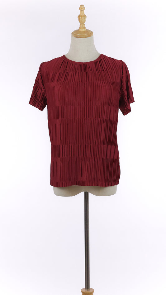 Red Geometric Textured T-shirt