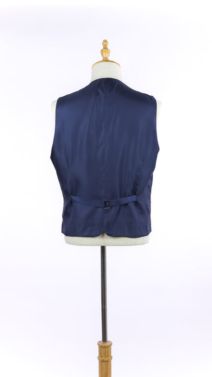 Navy Blue Checkered Waistcoat