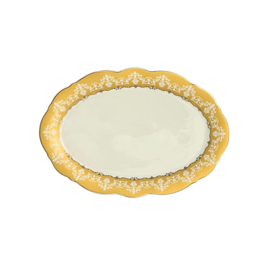 Ceramic Oval Platter with Gold Trim