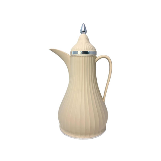 Ecru Tall Vacuum Coffee/Tea Pot with Silver Detailing