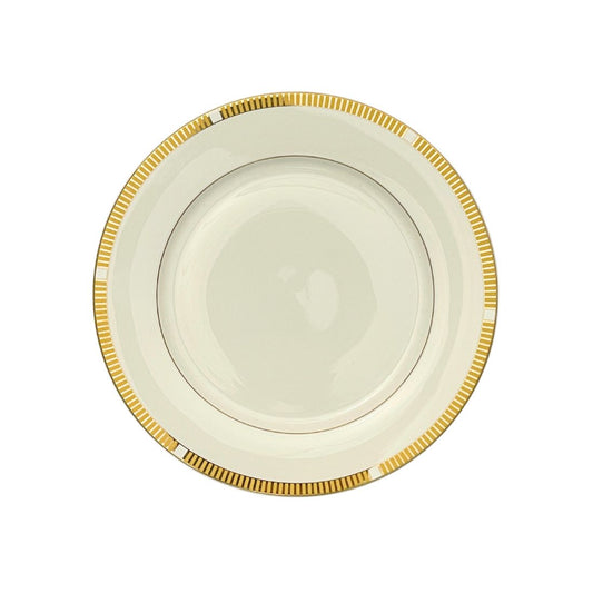 Large Round Serving Platter with Gold Detailing