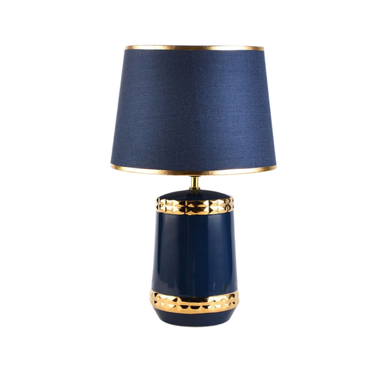 Navy Blue Ceramic Table Lamp with Blue Shade