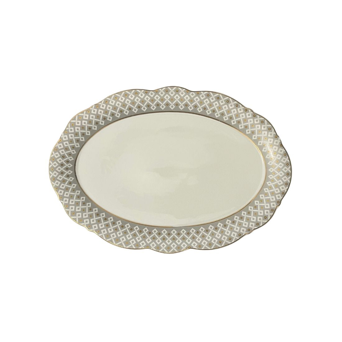 Oval Geometric Glazed Serving Platter