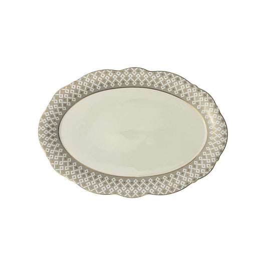 Oval Geometric Glazed Serving Platter