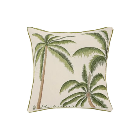Palm Tree Embroidered Cushion Cover