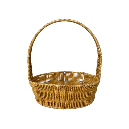 Round Woven Basket with Handle