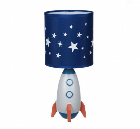 Blue Rocket Lamp with Starry Lampshade