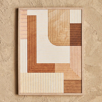 Wooden Framed Abstract Earthy Geometric Artwork