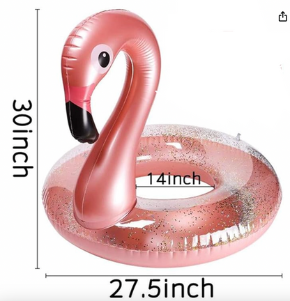Glitter Pink Flamingo Inflatable Ring