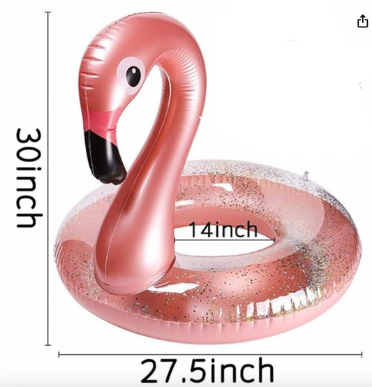 Glitter Pink Flamingo Inflatable Ring