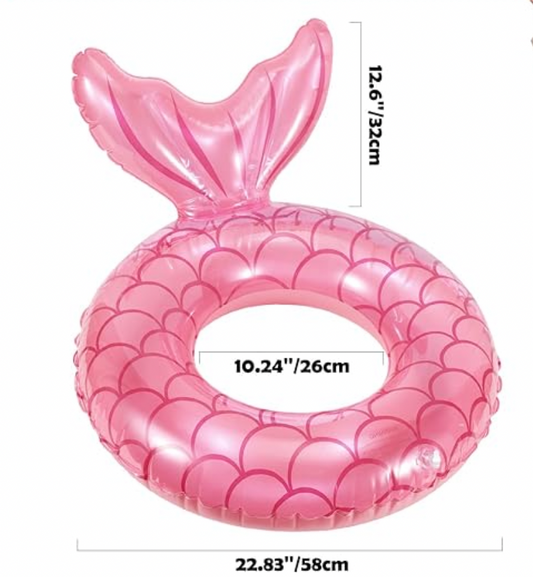 Glitter Pink Mermaid Tail Inflatable Ring
