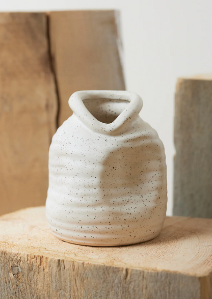 Dented Asymmetric Ceramic Vase