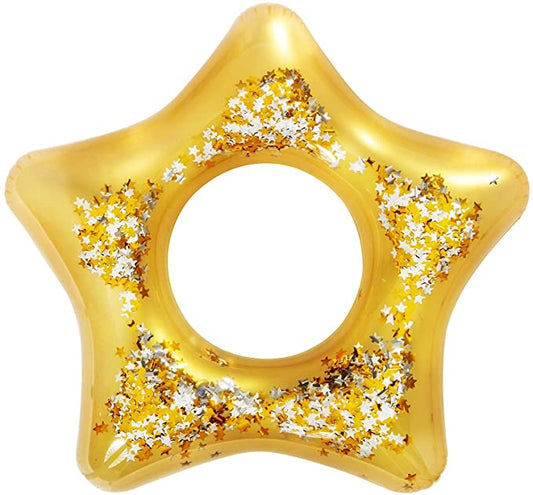 Gold Star Shaped Glitter Inflatable Ring