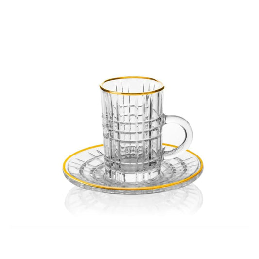 12 Piece Tea Cups & Saucers Set with Golden Rim