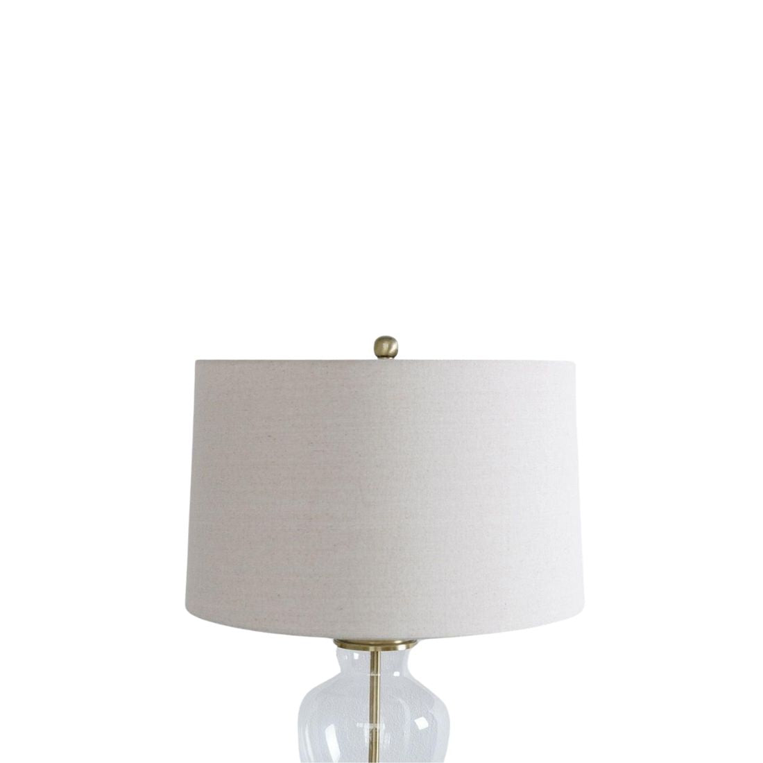 Gold Lamp with Glass Detail and  OffWhite Lamp Shade