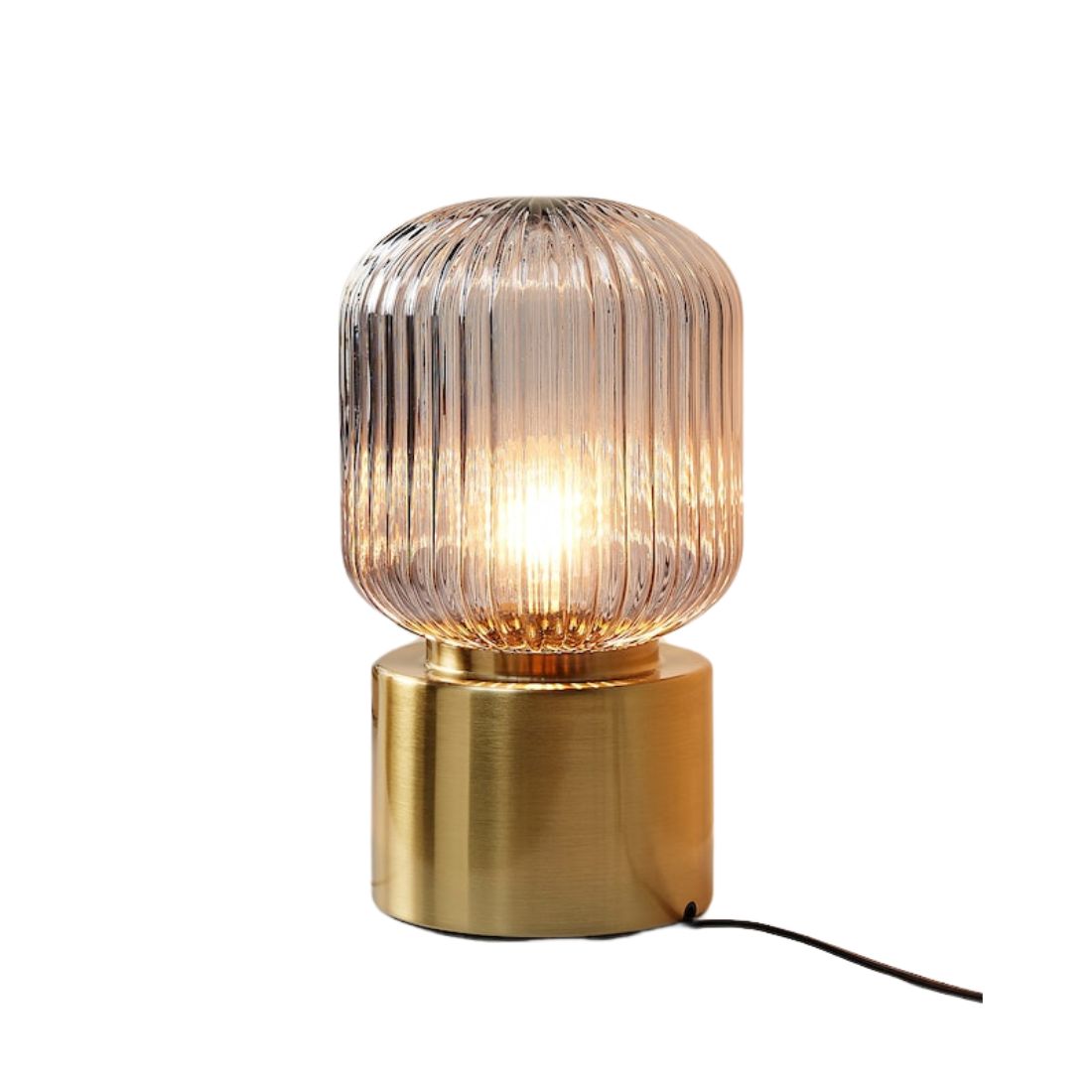 Retro Brass Lamp with Grey Glass