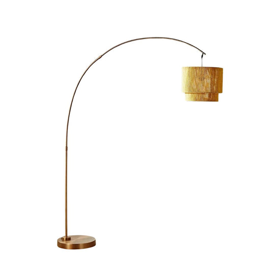 Arching Floor Lamp with Paper Rope  Lamp Shade