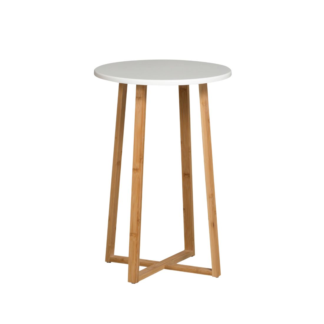 Round White and Oak End Table