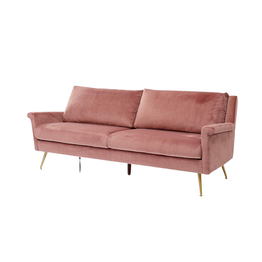 Faded Pink Retro Velvet 3 Seater Couch