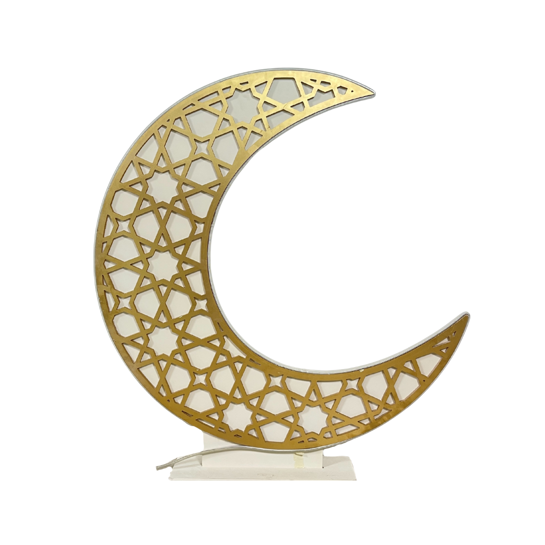 Gold Geometric Crescent Stand with LED Lights