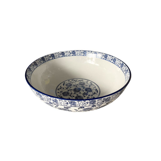 Oversize White and Blue Printed Bowl