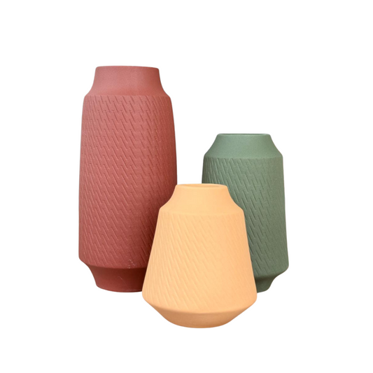 Set of 3 Colorful Ceramic Vases