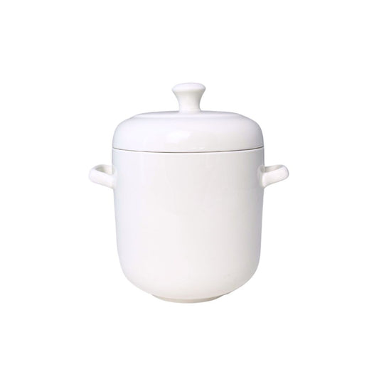 White Ceramic Soup Serving Bowl with Lid