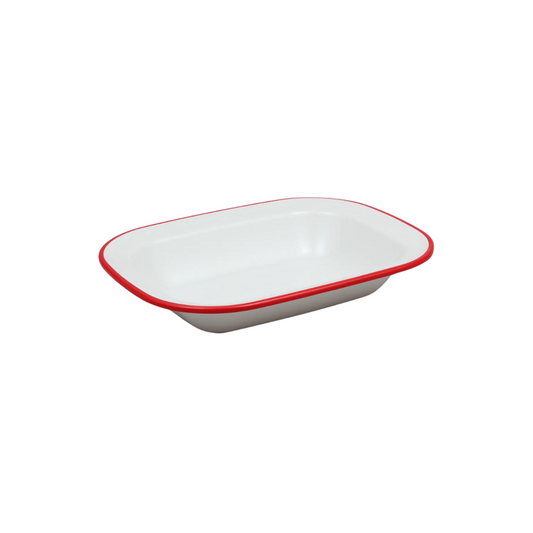 White Dish with Red Trim