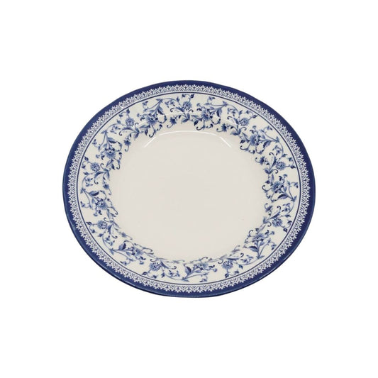 White and Blue Printed Soup Plate