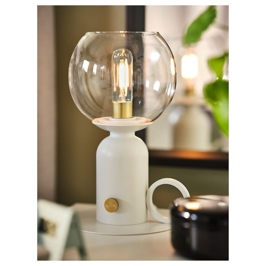 White Table Lamp with Glass Top