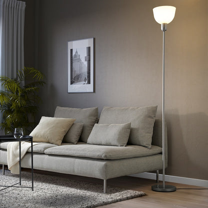 Silver Floor Lamp with Glossy White Shade