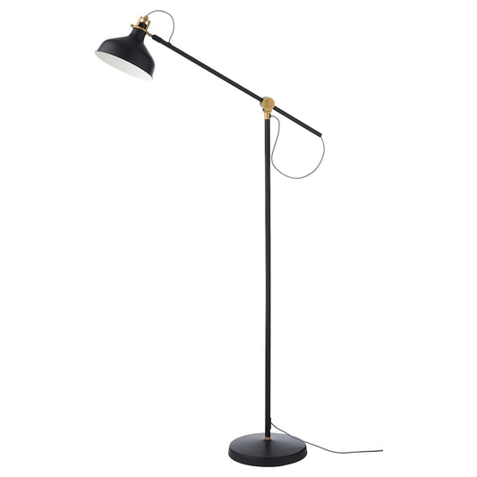 Adjutable Black Floor Lamp with Gold  Detailing