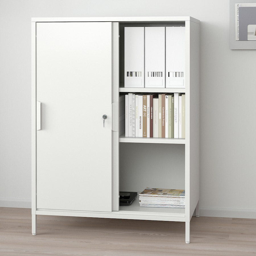 White Cabinet with Sliding Doors
