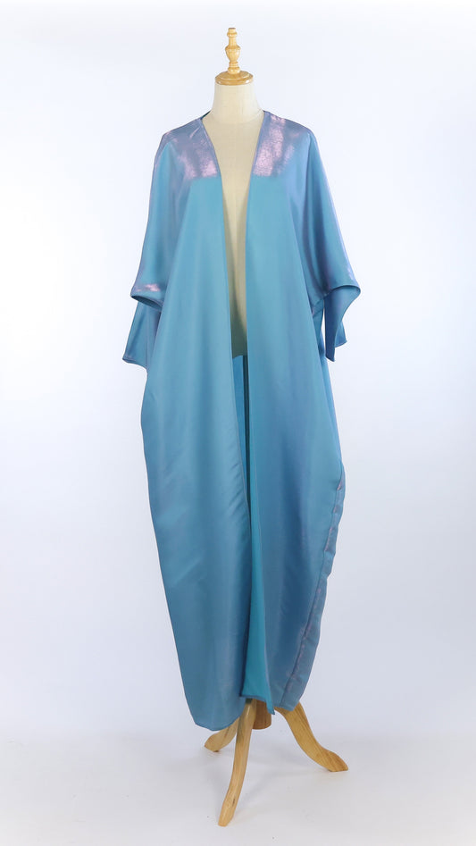 Open Iridescent Blue Abaya