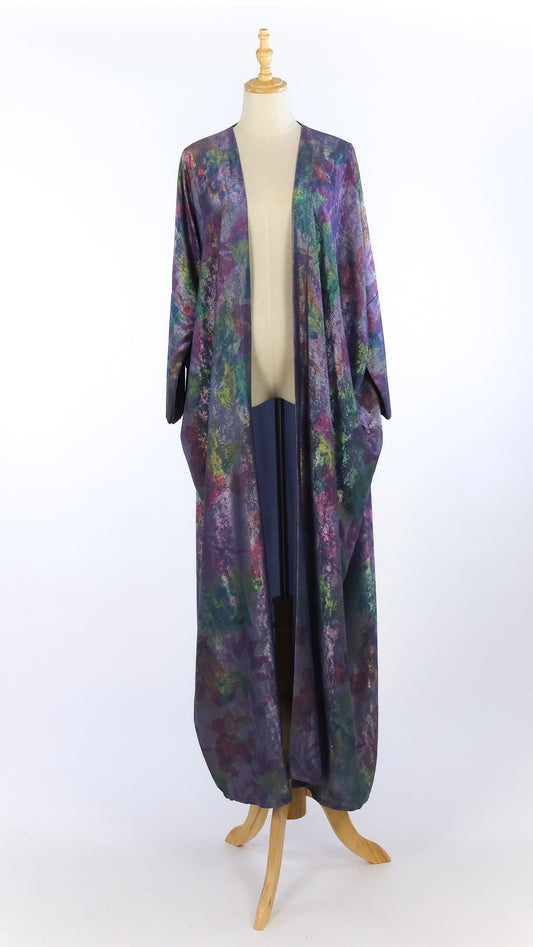 Open Multicolored Shimmer Abaya With Pattern