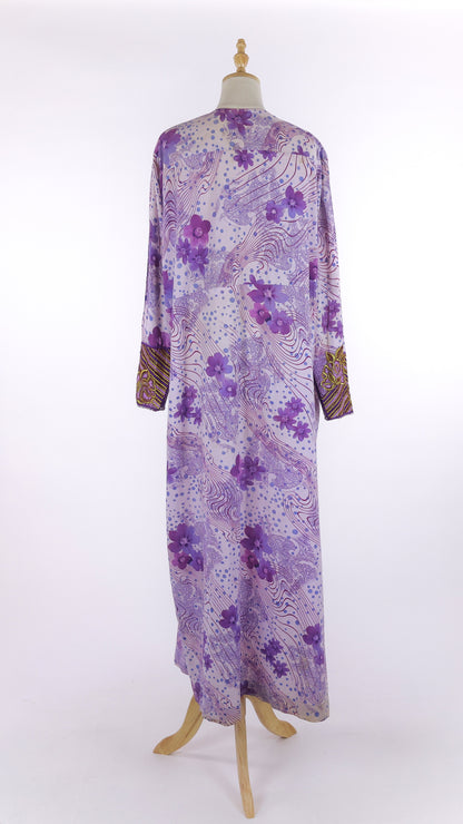 Purple Mukhawar Jellabiya with Gold Floral Embroidery