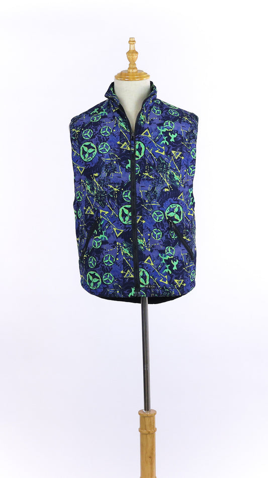 Vintage Printed Multicolored Puffer Vest
